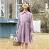 Robe printemps mode étrangère enfants violet jupe à manches longues et robe de princesse d'automne P4535 210622