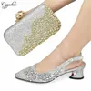 Dress Shoes Ladies And Bag Set For Women Fashion Gold African High Heels Pumps Match With Purse Handbag Clutch 938-40 5.5CM