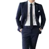 2021 Höst vinter mode klassisk mäns kostym tvådelad koreansk slim kostym svart kostym med öppen broderi boutique x0909
