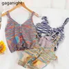 Women Knitted Crop Tops Ladies Patchwork Color Knitting Camis Sleeveless V Neck Short Vest Summer Sweater Tank 210601