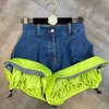 DEAT Frauen Farbabstimmung von elastischen und auslaufsicheren Hosen Shorts Hohe Taille Temperament Mode Sommer 11D1249 210709