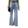 Korea Simple High Waist Woman Flare Jeans Loose All-match Wide Leg Pants Femme Casual Streetwear Pantalones Spring 210514