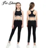 Yaz 2 adet Yoga Setleri Eşofman Koşu Spor Spor Takım Elbise Çocuk Kız Kolsuz Racer Geri Tank Üst Elastik Bel Pantolon Spor X0902