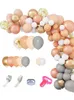 Dekorativa blommor kransar 129pcset persika rodnad latex ballonger garland båg kit retro ballong set baby shower dekorationer för W3490428