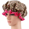 Fashion Shower Cap Waterproof Bath Hat Double Layer Women Supplies Printing Hair Cover Bathroom Accessories Shampoo Fume-proof Caps JY0643