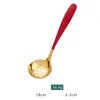 Green Gold Long Handle Tablespoons Home 304 Stainless Steel Strainer Cooking Soup Spoon Colander Kitchen Cooking Flatware