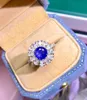 Cluster Rings XHD Blue Sapphire Ring 1.43ct 18k guld naturlig unheat cornflower ädelsten diamanter sten kvinna