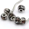 100 Pcs Black Gold Silver Foil Alphabet "e" lampwork Glass Big Spacers Hole Beads Fit Beaded Bracelet