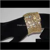 Armbanden drop levering 2021 Bangles 12 rijen spiraalfeest sier goud vergulde strass bangle bovenarm armband manchet bruids sieraden a