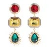 Déclaration branchée Gold Métal Coloré Crystal coloré Longue Dangle Boucles d'oreilles de haute qualité Verre de luxe Strass bijoux pour les femmes