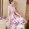 Zomer Vrouwen Onregelmatige T-shirt + Mesh Rokken Suits Bowknot Solid Tops Vintage Floral Rok Sets voor Elegante Vrouw 210514