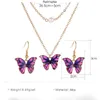 Brincos Colar de moda elegante colares de borboleta e conjunto para mulheres coloridas dupla camada pérola feminina festa jóias