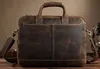 Men Vintage Genuine Leather Briefcases Business tote laptop Fashion Travel Shoulder Handbag