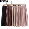 Lizkova roze geplooide rok vrouwen plus size midi jupes lente mujer elastische taille casual fadas pyq011 210619