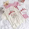 Cherry Cake Pink Girly Funny Letter Print Round Neck Loose Comfortable All-match Short Sleeve T-shirt 210623