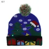 여성 소녀 참신 LED 니트 모자 휴일 크리스마스 다채로운 스웨터 재미 있은 패턴 Pompom Cuffed Hat 선물