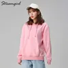 Felpa da donna in cotone con cappuccio oversize e oversize rosa con cappuccio giallo donna 210803