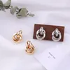 Flashbuy złoty kolor Twist aluminiowe kolczyki dla kobiet prosty geometryczny kolczyk biżuteria ślubna modne akcesoria