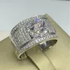 Choucong marka najlepiej sprzedająca się luksusowa biżuteria pierścionki ślubne 925 srebrne rundy cut biały topaza pave cZ Diamond Party Eternity Wome257k