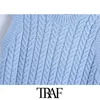 Traf Femmes Sweet Fashion avec O Cou Cropped Gilet tricoté Pull Vintage Sans manches Femme Gilet Chic Tops 210415