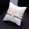Brins de perles Simple feuille nuage Bracelets pour femme multicouche cristal Bracelet à breloques en cuir chaîne ensemble Fawn22