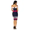 Ocstradeセクシーなスラッシュネック包帯ドレス夏のファッション女性トリコロールボディコンクラブナイトパーティーES 210527