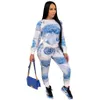 J2344 Europe And America Women's Tracksuits Fashion Dollar Printed Temperament Casual Two-Pites Suit