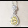 Necklaces & Pendants Jewelry Delivery 2021 Deluxe Group Inlaid Drop Pendant Sparkle Topaz Zircon Pink Pear Shaped Diamond Necklace Z1Tst