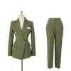 Traje de mujer, trajes de negocios verdes, chaqueta con muescas para mujer, chaqueta, pantalón, mujer, oficina, conjuntos femeninos, traje de mujer, pantalones de dos piezas
