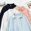 H.SA Women Blouse and Spring Cotton yarn Long Sleeve Button Up Shirts Blusa Mujer Candy Color Solid Tops 210417