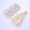 Emballage cadeau 100pcs Couple Design Luxe Lase Cut Bonbons de mariage Bonbons Boîtes de faveur avec décorations de table en ruban (Creamy-white)