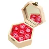 Różane drewniane pudełko Walentynki dla dziewczyny mydło kwiat boksoap prezent