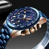 Классические синие мужские часы верхняя мода военный хронограф часы для мужчин Автоматическая дата спортивные наручные часы