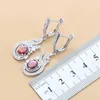 Ensembles de bijoux fantaisie de mariage couleur argent de mariée boucles d'oreilles grenat rouge naturel CZ collier Bracelet et ensembles d'anneaux H1022