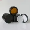 200 x 30g Amber Glass Cream Jar med svart lock, 1 oz Bredd munflaska för kosmetisk usegod