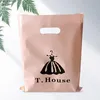 Gift Wrap 50pcs Cute Pattern Plastic Bag Christmas Clothing Packaging Wedding Birthday Party Decoration Bags With Handle