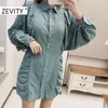 Kobiety Moda Solid Color Plised Mini Koszula Sukienka Office Lady Batwing Sleeve Draped Vestido Chic Slim Sukienki DS4358 210420