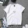 2021 Sommer Paare Liebhaber T-Shirt für Frauen Casual White Tops Tshirt Frauen T-Shirt Liebe Herz Stickerei Drucken T-Shirt Weibliche x0628