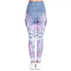 Mandala rose imiter Jeans Imprimer Legging Push Up Pantalon de mode Taille haute Entraînement Jogging pour femmes Athleisure Training Leggings 211204