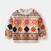 2021 Boys Stripe Knit Pullover Toddler Knitted Sweaters O-Neck Top Children Fall Winter Warm Knitwear Christmas Pullover Outwear Y1024