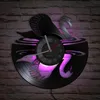 壁時計ブラックスワンレーザーエッチレコードシャドウアートクロックCygnusの家の装飾動物のアートワークの装飾的な静かな腕時計