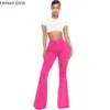Lemon Gina Fashion Match Trend Personality Rip Stretch Bell Pants Q0802