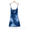 Abiti casual Autunno Moda Sexy Donna Tie Dye Senza maniche Cinturino senza spalline Mini abito da sera blu Vestiti elastici Ragazza coreana vintage H0B