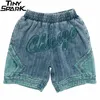 Hip Hop Cargo Shorts Streetwear Embroidery Striped Denim Harajuku Jogger Summer Men Short Pocket Cotton 210714