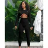 Designers Women Clothes t shirts 2021 cross neck solid color slim fit Yoga suit early autumn new Jumpsuit