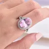 Nieuw product merk trouwringen sprankelende sieraden Sterling Sier grote ovale geslepen roze topaas Cz diamant edelstenen partij eeuwigheid vrouwen