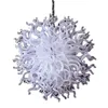 Lyxig vit hängande lampa rund ledd handblåst glas boll ljuskrona ljus fixtur för hem vardagsrum restaurang 32 inches