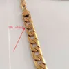 18CT AMARELO GOLD GOLD acabamento Miami Curb Chain Link Chain Mens Bracelet Jóias Genuínas de Jóias 8,3 polegadas pesadas