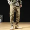 Mode Streetwear hommes jean coupe ample grande poche décontracté Cargo pantalon de haute qualité couleur kaki Hip Hop Joggers pantalon à jambes larges