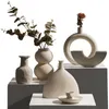 Arrangement d'ornements en céramique de Style nordique, fleurs séchées, Art créatif, décoration de Vase de salon pour la maison, décor de bureau